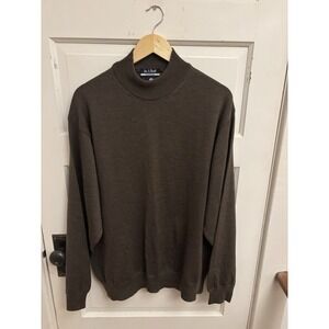 Jos A Bank Vintage 90s Olive Green Mock Neck Merino Wool Sweater Size XXL